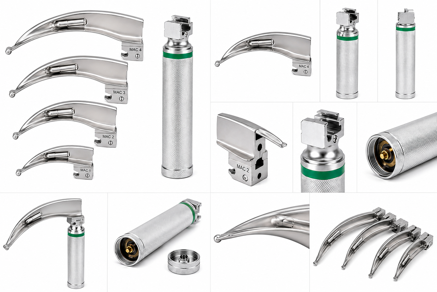 Fiber Optic Laryngoscope Set (Macintosh Type) 4 Blade Set